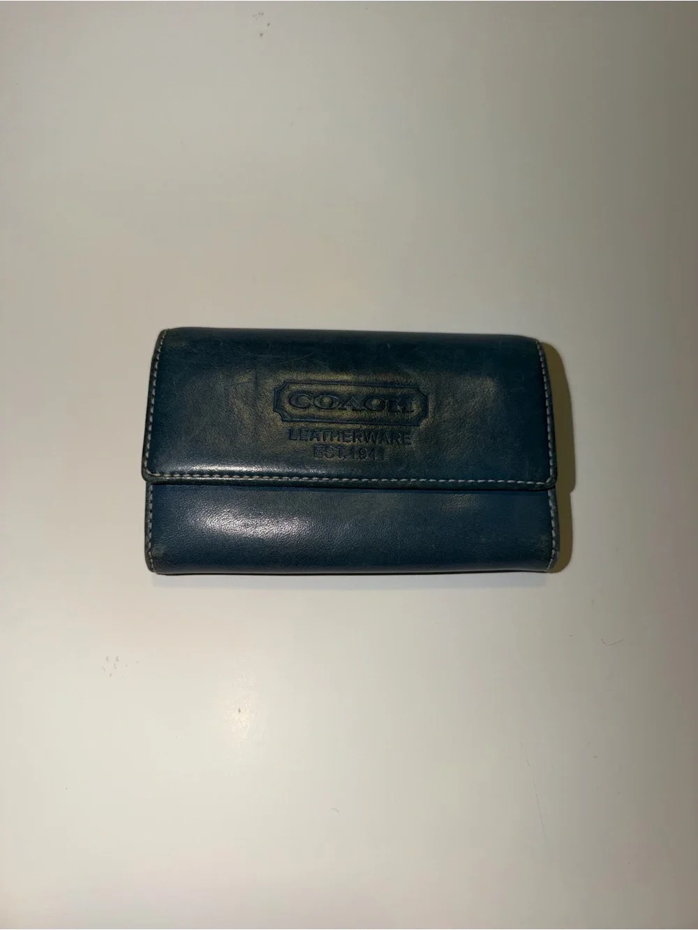 Coach Dark Teal Leather Case Style Wallet